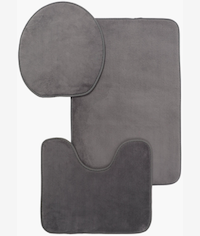 Casey 3 Piece Bathroom Mat Set Dark Grey