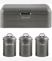 Totally 4 Piece Breadbin And Canister Set Grey