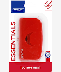 Marlin School Essentials Two Hole Paper Punch Red