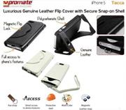 Promate White  Tacca iPhone 5 Luxurious Genuine Leather Flip Cover