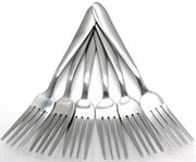 Casey Catering 6 Piece Stainless Steel Dinner Dessert Forks -Plain Design